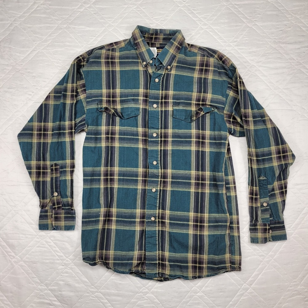 Vtg Panhandle Slim Western Plaid Button Down long sleeve‎ Mens Small